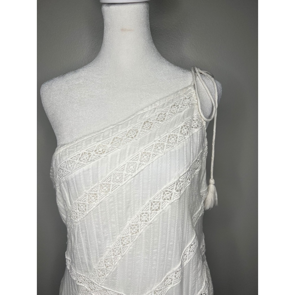 Free People Bella Maxi Dress Ivory Lace One Shoulder Boho Beach Dress Women's L - Picture 4 of 10